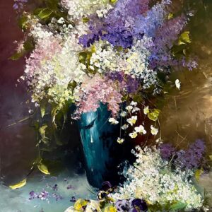 Natura statica cu liliac si panselute