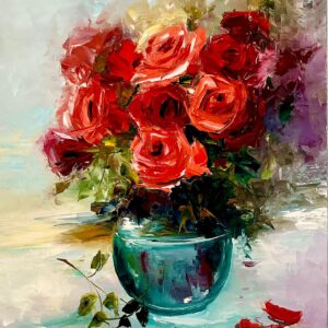 Trandafiri rosii in vas