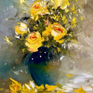 Buchetel cu trandafiri galbeni